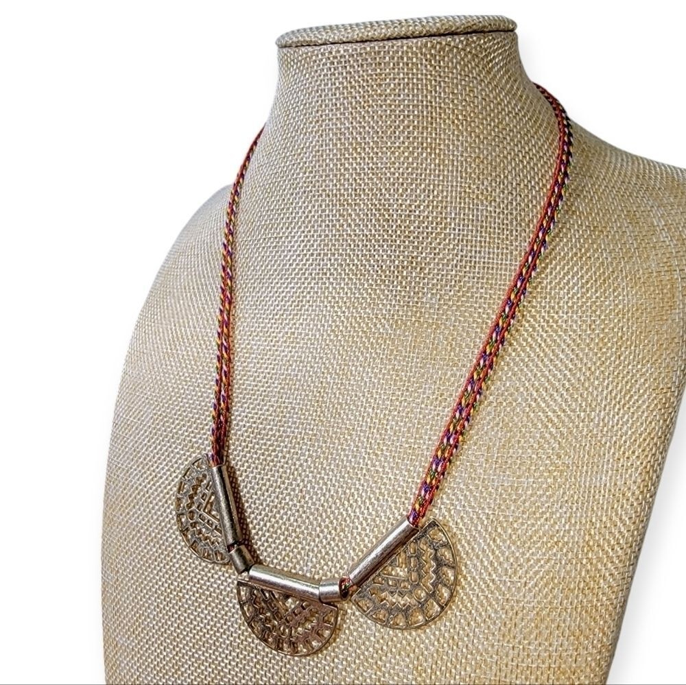 Old Navy Boho Braided Multi-Color Statement Necklace Festival Jewelry
